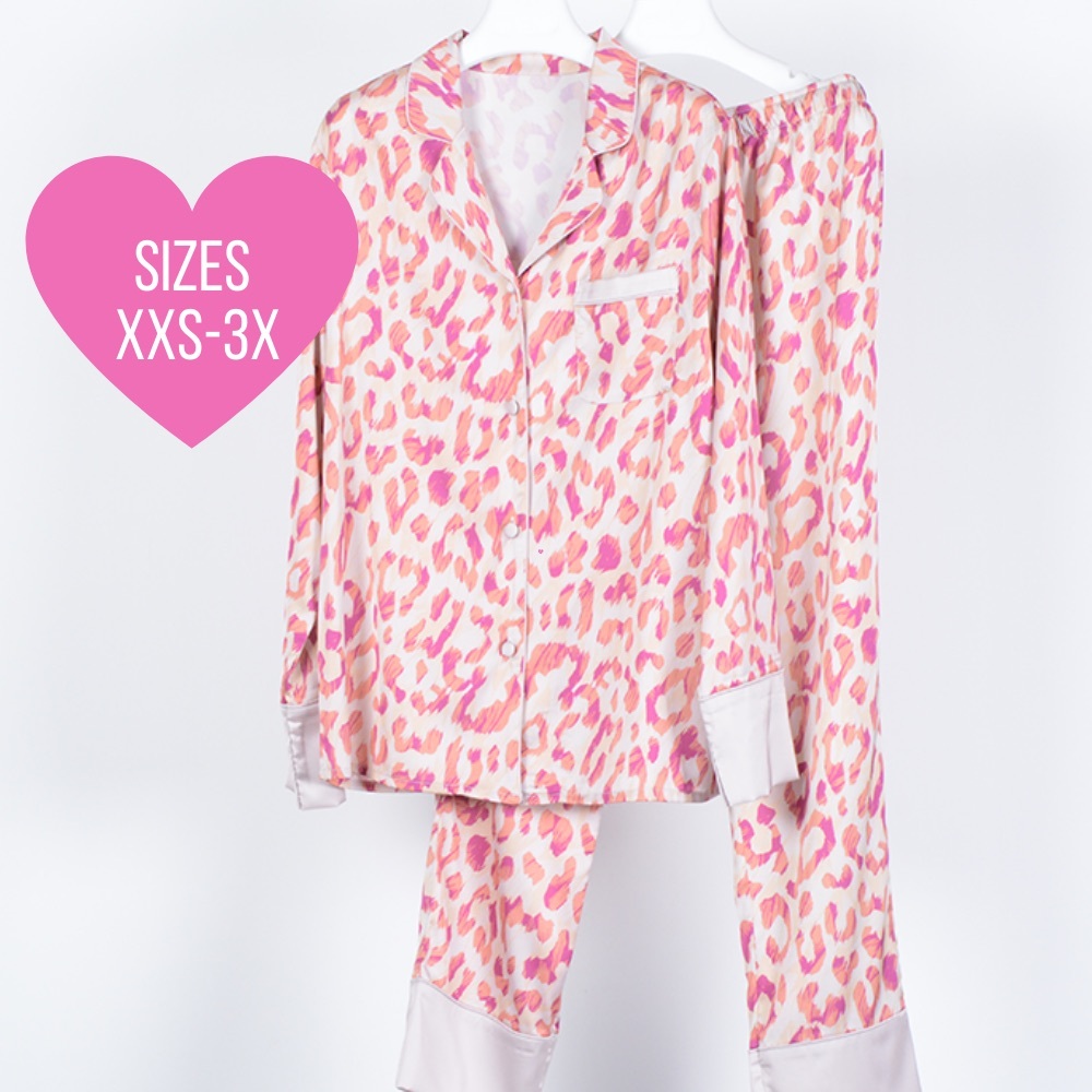 Silky Satin Leopard Pajamas - Picture 2 of 5